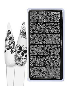 Placa de carimbos para unhas 03 - BUTTERFLY