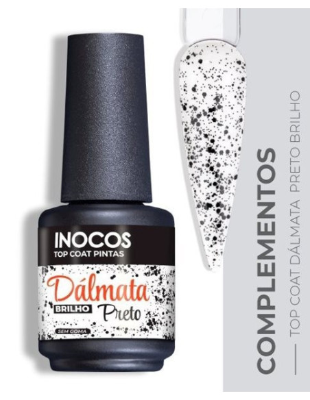 Inocos - Verniz Gel Top Coat Dálmata Preto Brilho 15ml