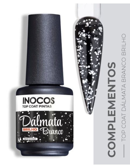 Inocos Verniz Gel Top Coat Dálmata Branco Brilho 15ml