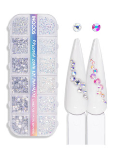 INOCOS Cristais para unhas - BRANCO E PRATA HOLOGRÁFICO
