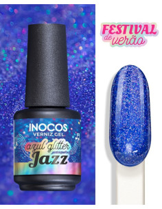INOCOS Verniz gel FESTIVAL VERÃO AZUL GLITTER JAZZ 15 ml
