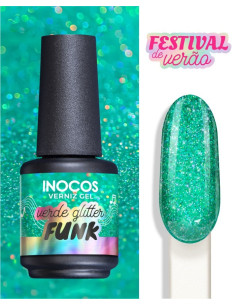 INOCOS Verniz gel FESTIVAL VERÃO VERDE GLITTER FUNK 15 ml
