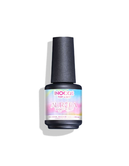 Torna qualquer cor opaca num cor cintilante, com o efeito mágico do Top Coat Aurora INOCOS.