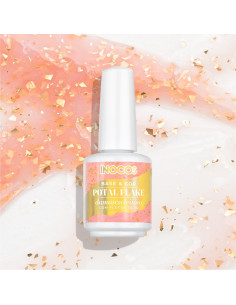 VERNIZ GEL BASE INOCOS POTAL TÂMARA LEITOSO FLOCOS OURO , 15ML