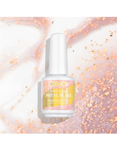 VERNIZ GEL BASE INOCOS POTAL DAMASCO LEITOSO FLOCOS OURO , 15ML