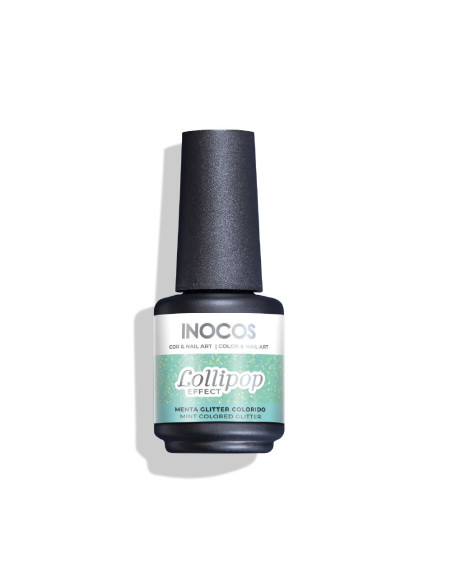 VERNIZ GEL INOCOS EFEITO LOLLIPOP MENTA GLITTER COLORIDO