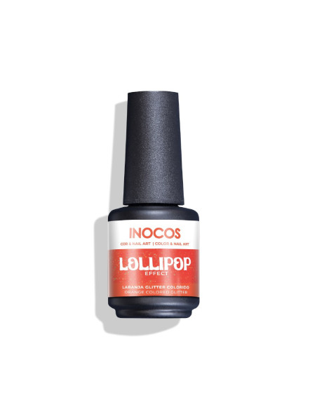 VERNIZ GEL INOCOS EFEITO LOLLIPOP LARANJA GLITTER COLORIDO